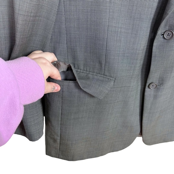 Hart Schaffner & Marx Berk’s Norwin Crosshatch Lined Sports Coat Blazer Gray 44R - Picture 3 of 13